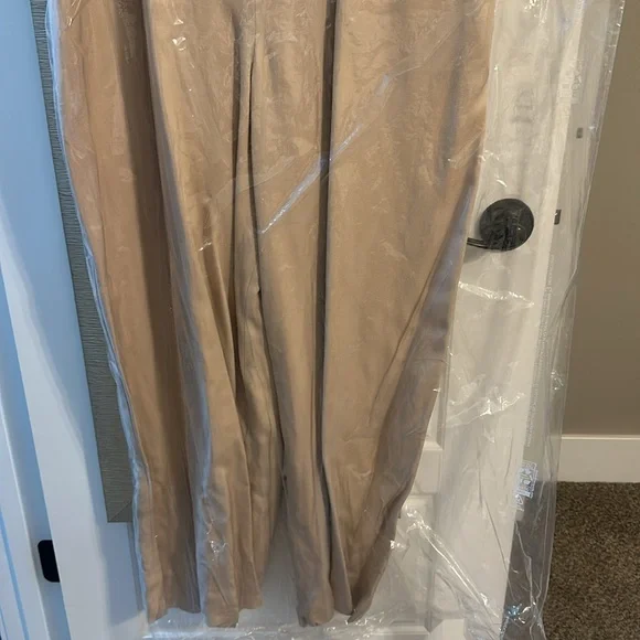 Express Linen-Blend Wide Leg Blazer Jumpsuit - Picture 9 of 11